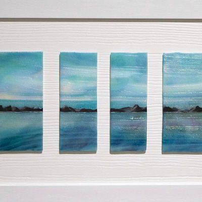 Ocean Landscape in Four Panels, glass VINK897