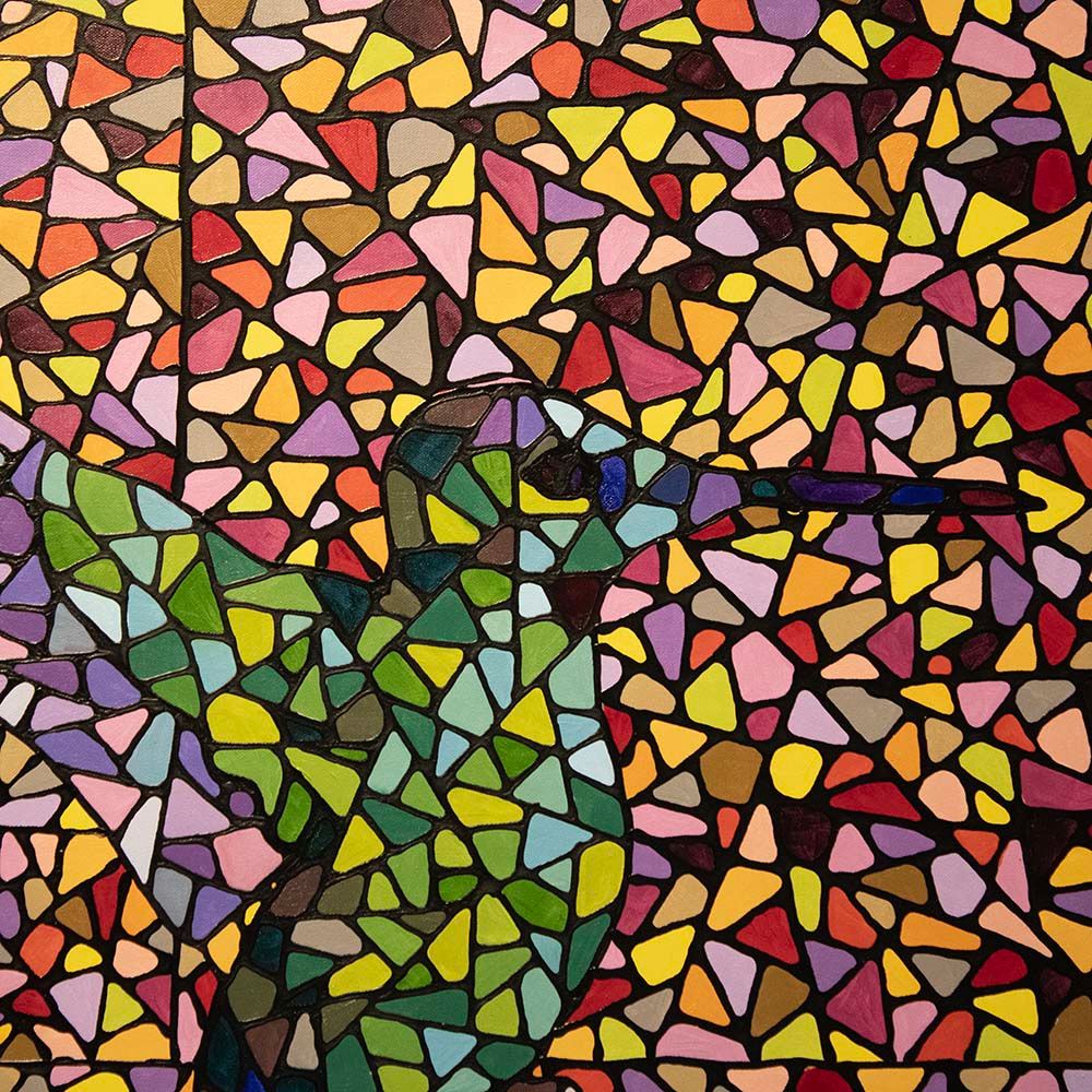 Hummingbird Mosaic, oil/mixed media on canvas COOC115