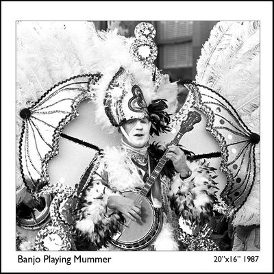 Banjo Playing Mummer, framed photograph