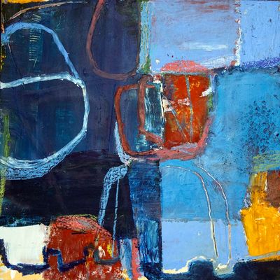 Three Times, oil and cold wax painting SCHK18