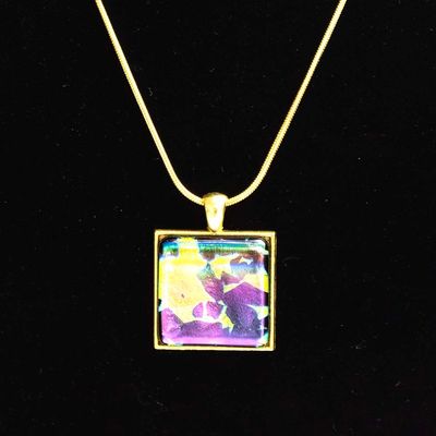 Royal Purple Square Glass, necklace VINK919