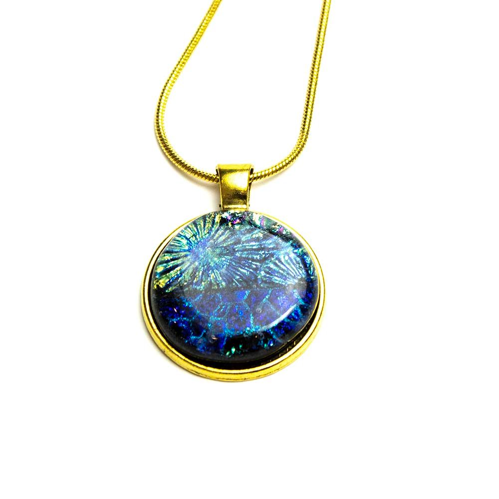Blue Fireworks Glass, necklace VINK922