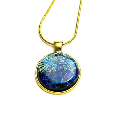 Blue Fireworks Glass, necklace VINK922