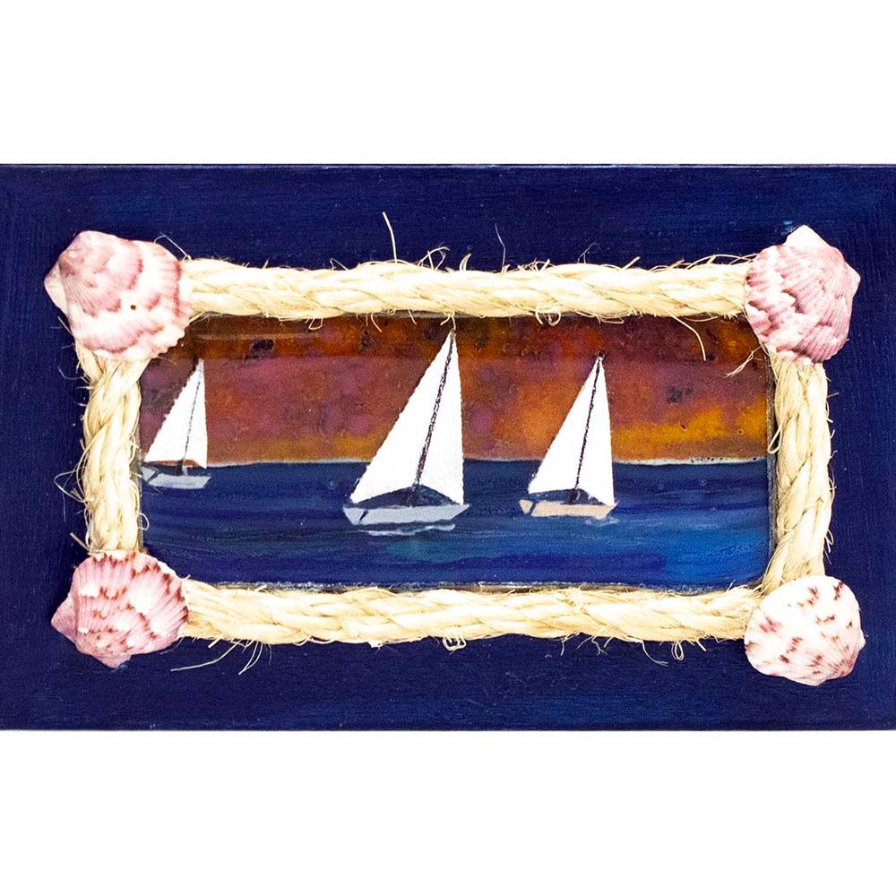 Three Sailboats on Blue Box VINK951