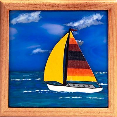 Sailboat with Colorful Sails on Box VINK952