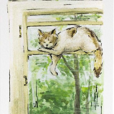 Cat, print WOOD27