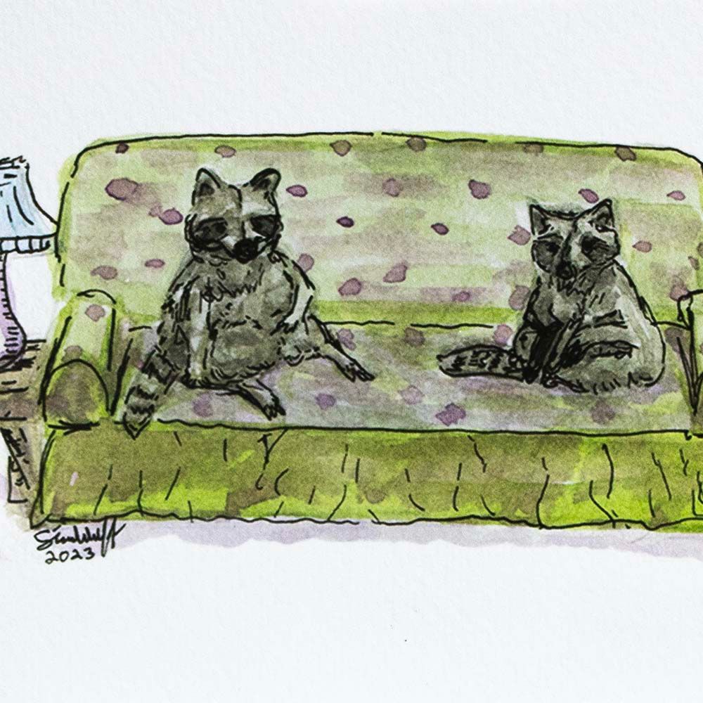 Racoons, print WOOD29