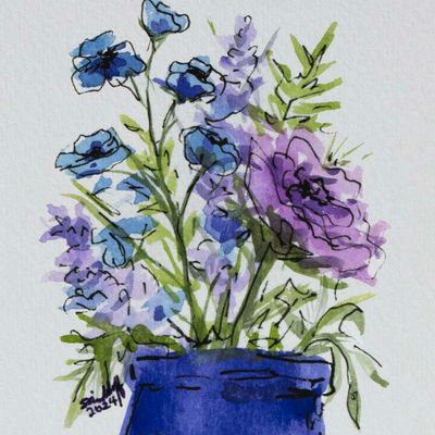 Flowers, print WOOD25