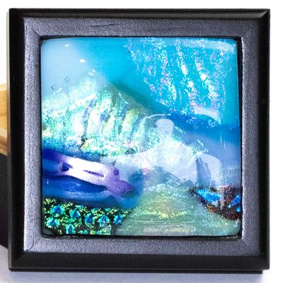 Glass Design on Small Black Box, wood box VINK899