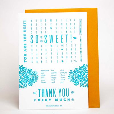 Word Search, thank you card RAER72
