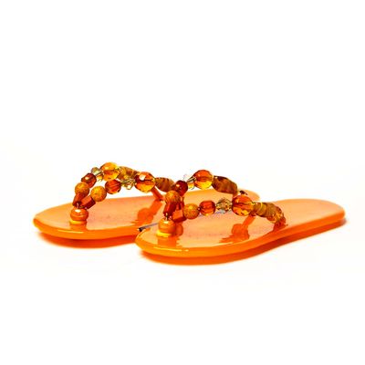 Flip Flops: Orange with Orange Beads, glass VINK955