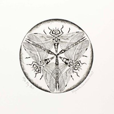 Fly Ball, intaglio etching COAE016