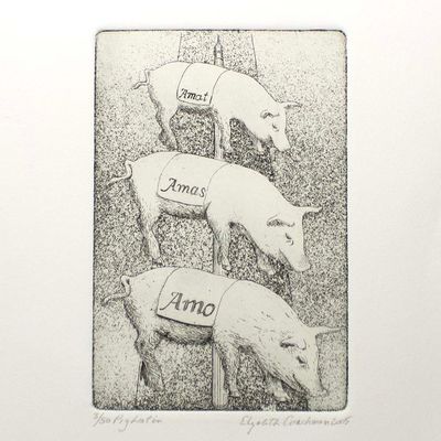 Pig Latin, intaglio etching COAE019