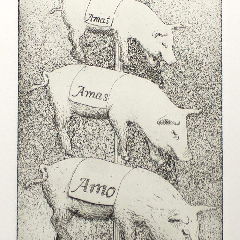 Pig Latin, intaglio etching COAE019