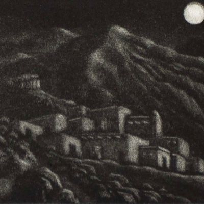 Pueblo Moon, intaglio etching COAE008