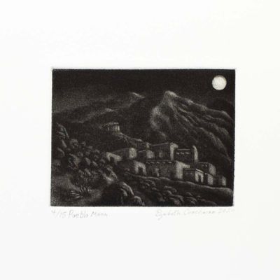 Pueblo Moon, intaglio etching COAE008