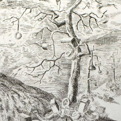 Toiletrees, Deciduous Autumn, intaglio etching COAE009
