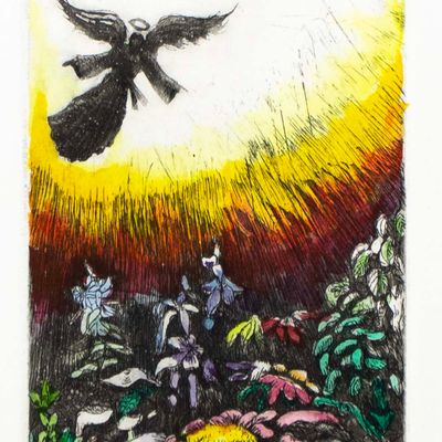 Mom&#39;s Garden, intaglio etching COAE012