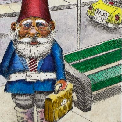 Metrognome on His Beat, etching COAE028