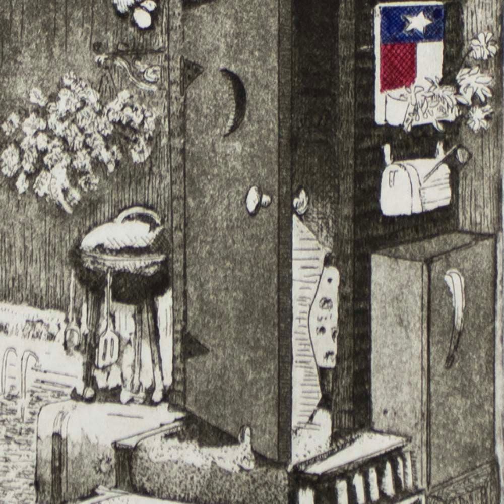Best Little Outhouse in Texas, etching/aquatint COAE033
