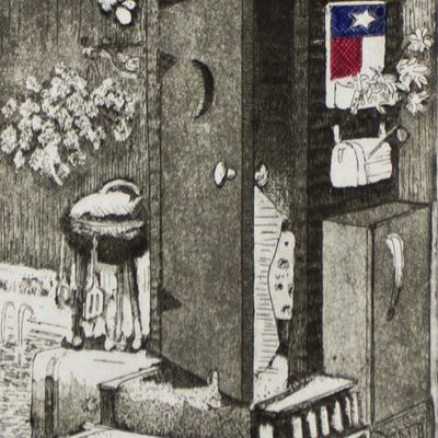 Best Little Outhouse in Texas, etching/aquatint COAE033