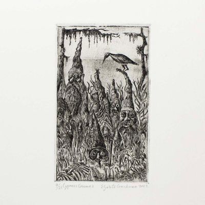 Cypress Gnomes, etching/aquatint COAE029