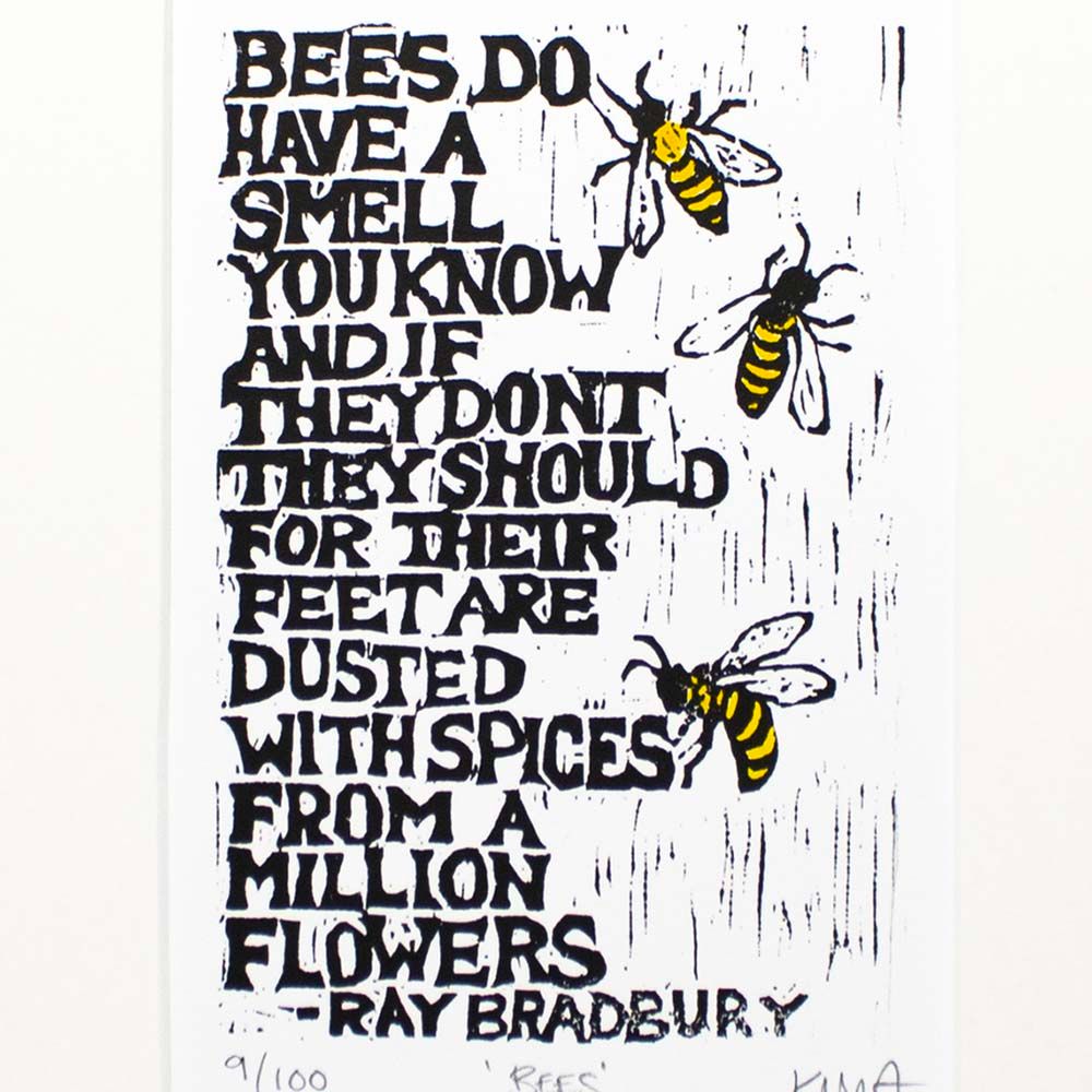 Bees, woodcut print ARMK058