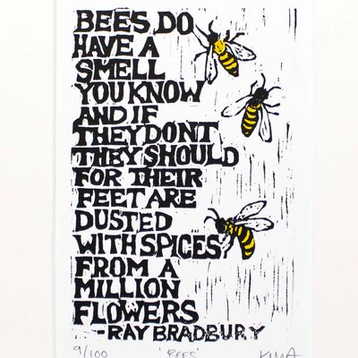 Bees, woodcut print ARMK058