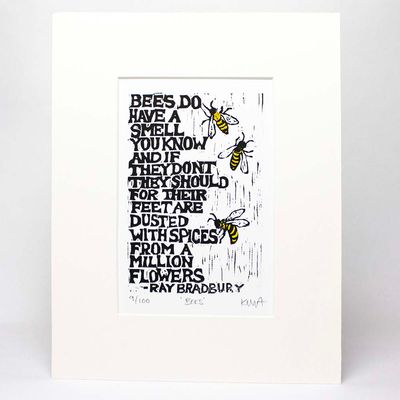 Bees, woodcut print ARMK058