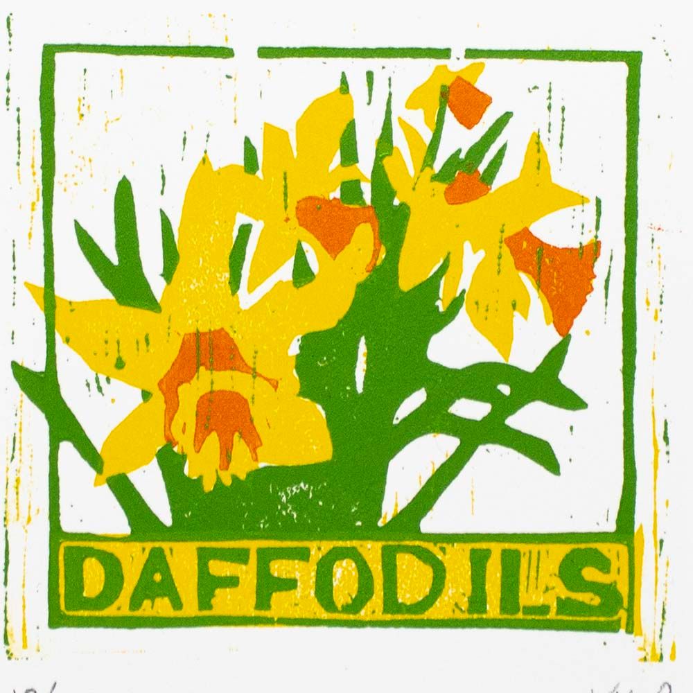 Daffodils, woodcut print ARMK059