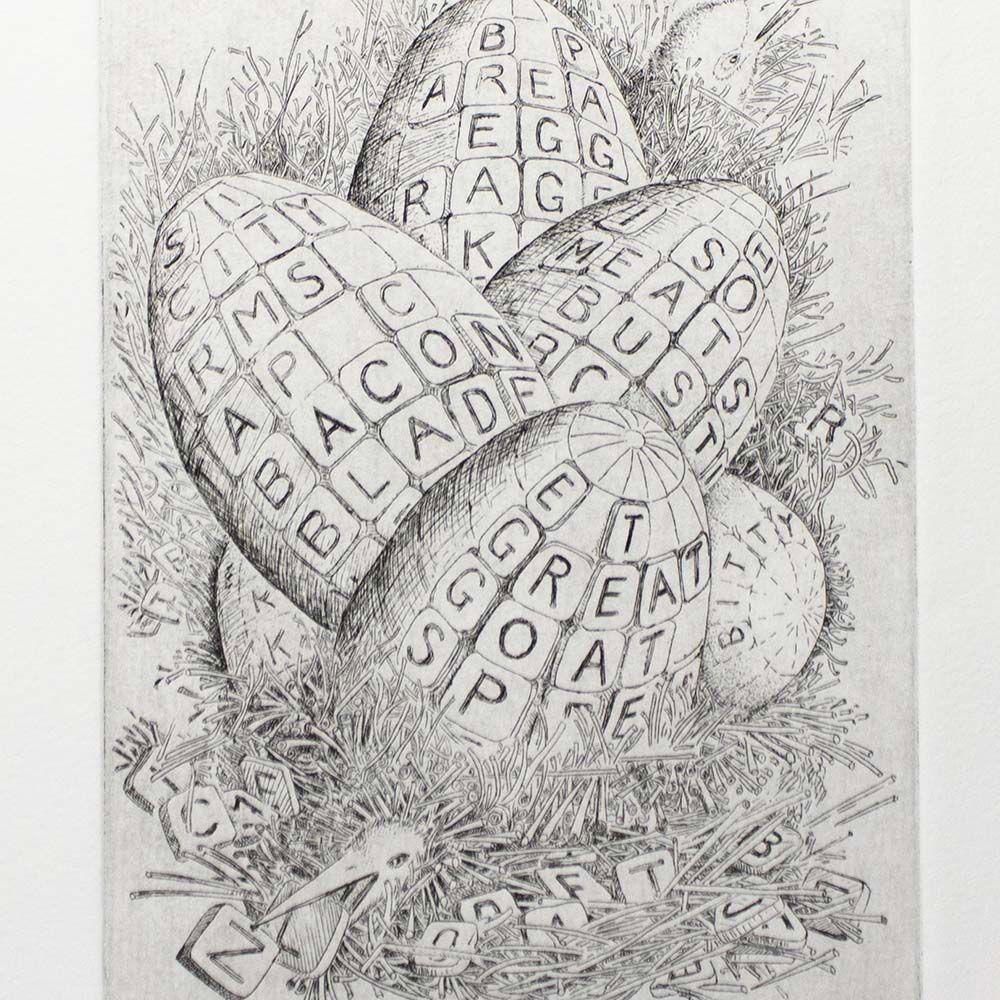 Scrabbled Eggs and Bacon, etching COAE037