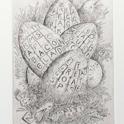 Scrabbled Eggs and Bacon, etching COAE037