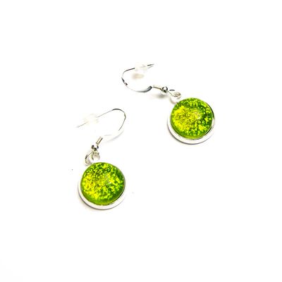 Citrus Glass on Silver Circle, earrings VINK924