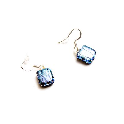 Silver Blue Square, earrings VINK930