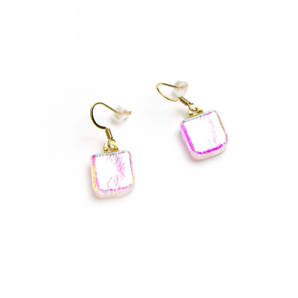 Frosted Pink Square, earrings VINK936