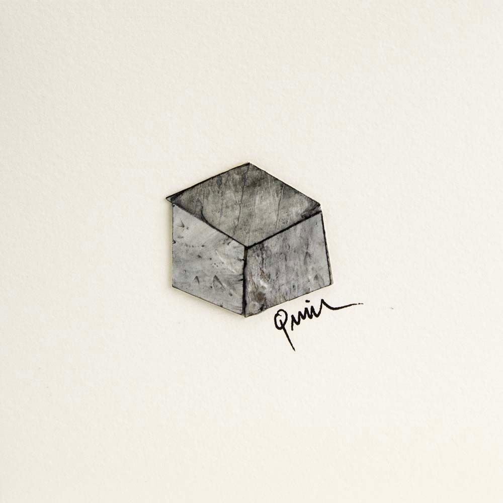 Grey Cube (1), micro-painting card QUID48