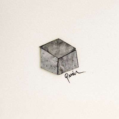 Grey Cube (1), micro-painting card QUID48