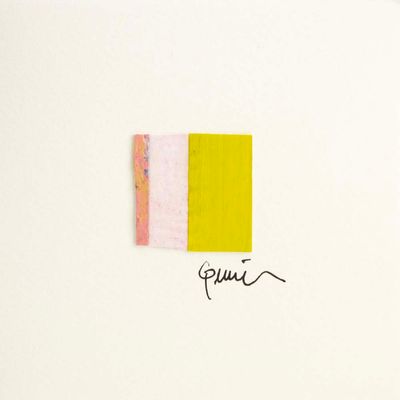 Pink to Yellow Stripe (18), micro-painting card QUID59