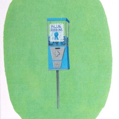 Blue Ribbon Machine, tiny holiday card SUNH099