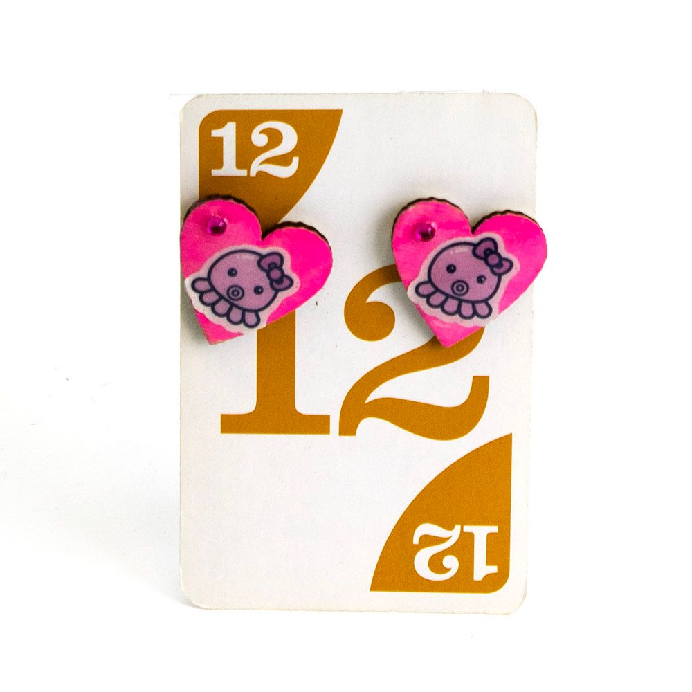Pink Octopus Heart, earrings LAPR559