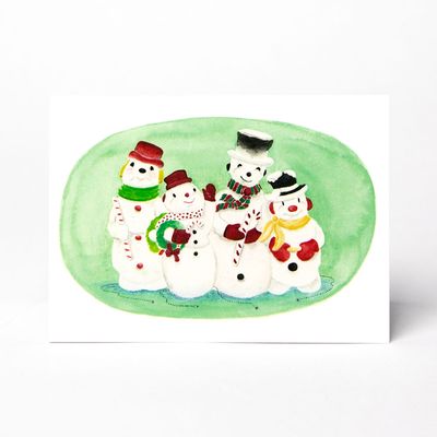 Snowmen Blow molds, tiny holiday card SUNH094