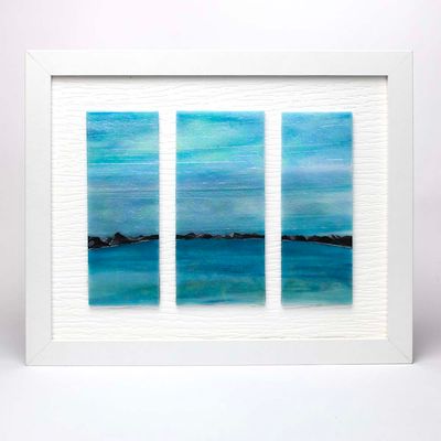Ocean Landscape in Three Panels, glass panel wall art VINK949