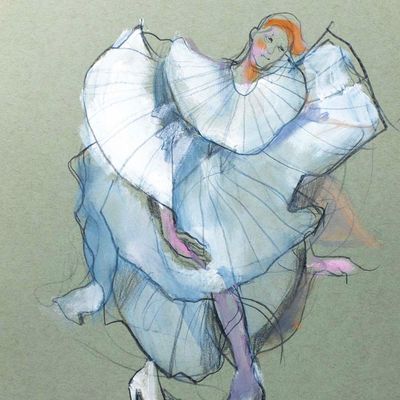 Janet as a Clown, mixed media painting SPED146