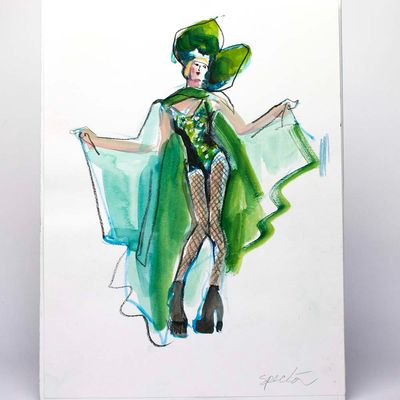Green Figure, mixed media painting SPED150