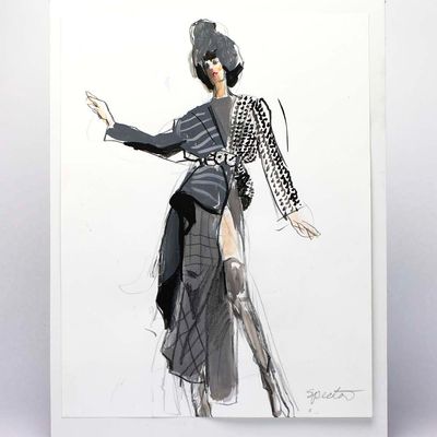 Ami in Grey, mixed media painting SPED145