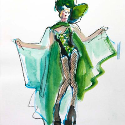 Green Figure, mixed media painting SPED150