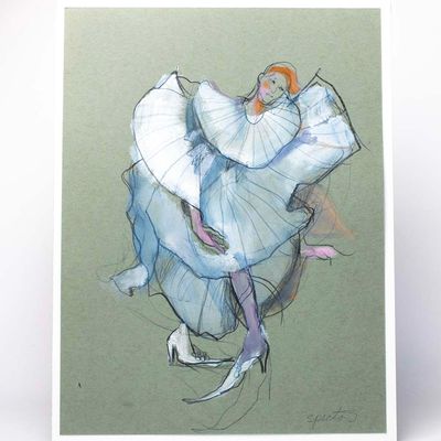 Janet as a Clown, mixed media painting SPED146