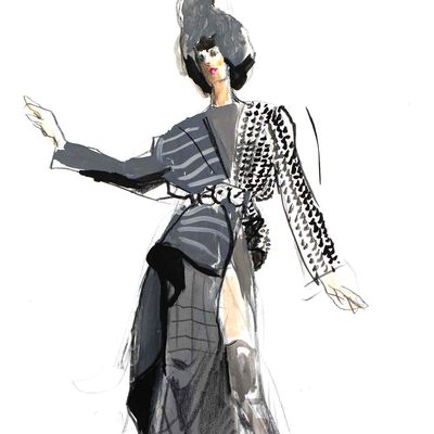Ami in Grey, mixed media painting SPED145