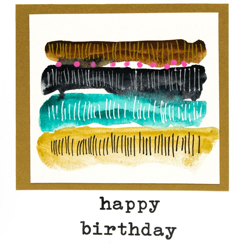 Straight Lines Happy Birthday Watercolor, card AROS062