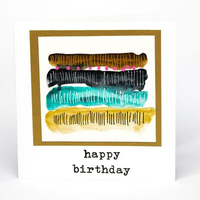 Straight Lines Happy Birthday Watercolor, card AROS062